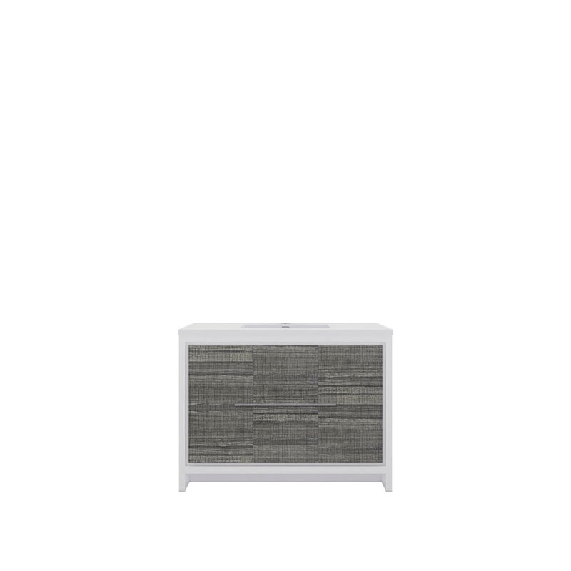 Eden 48" Single Sink Bathroom Vanity Set, Gloss White/Ash Gray