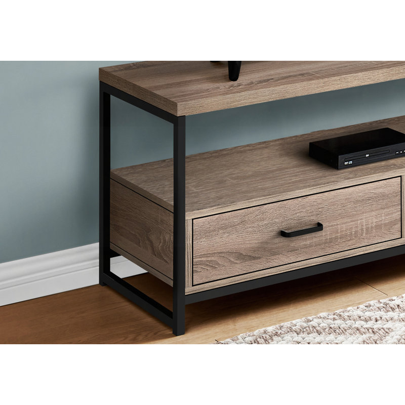 Meuble télé, console de 48 po, meuble multimédia, tiroirs de rangement, salon, métal stratifié, contemporain, Taupe