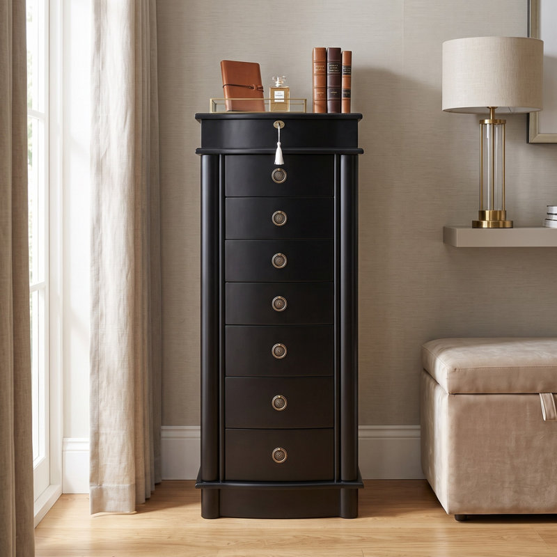 Armoire à bijoux avec miroir Argueta, Noir