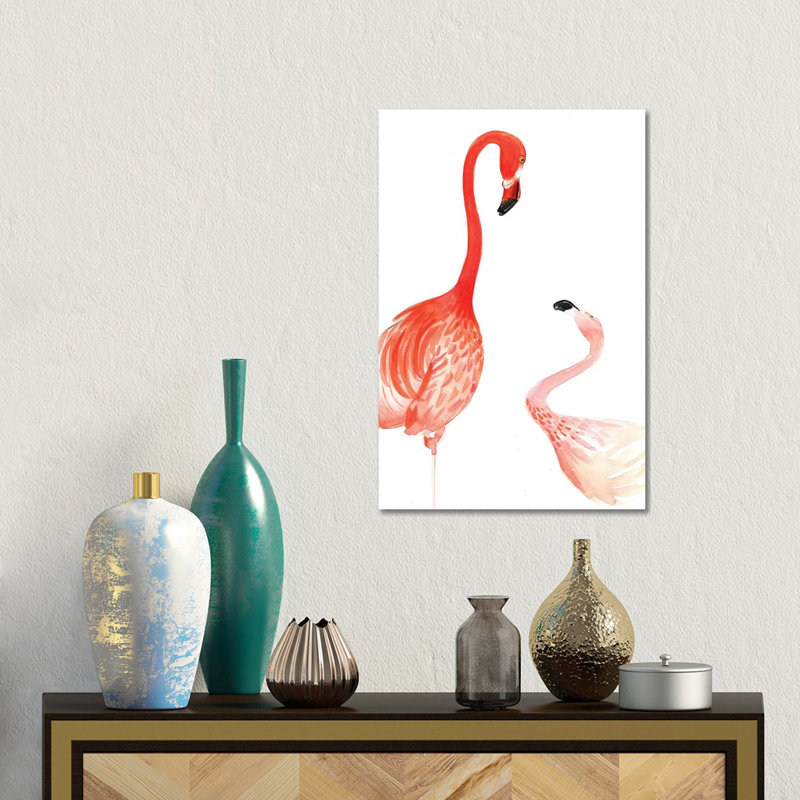 Flamingo 1 Piece Painting on Canvas, 30.48 cm H x 45.72 cm W, Wrapped Canvas