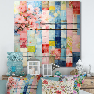 Art abstrait floral cubique abstrait - Art mural floral abstrait