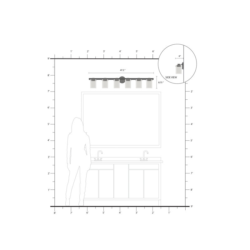 Armantas 6 - Light Dimmable Vanity Light, Brushed Nickel