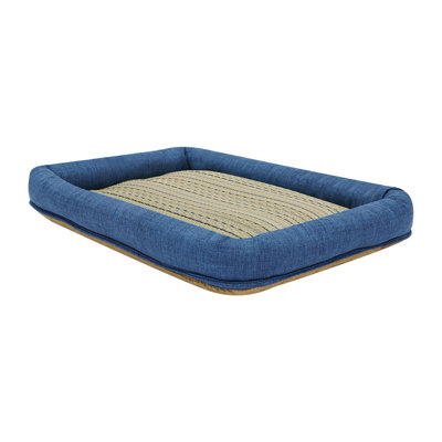 Pet Bed, Natural Rush Grass Pet Bed, Cooling Low-Sided Dog & Cat Mat with Non-Slip Base & Joint Support