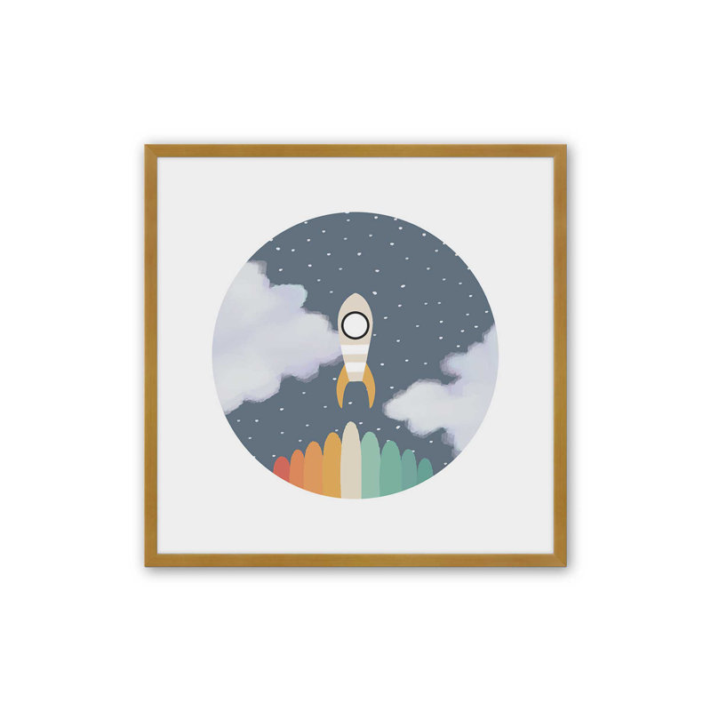 «Space Rocket Print», impression d'art galaxie par Art Like Wow, H 12 po x l 12 po, Doré