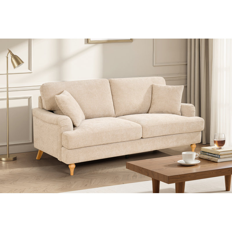 Elmeta 3 Seater Chenille Sofa, Beige Chenille, 3