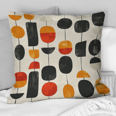 Coussin décoratif orange Mid-Century géométrique orange I