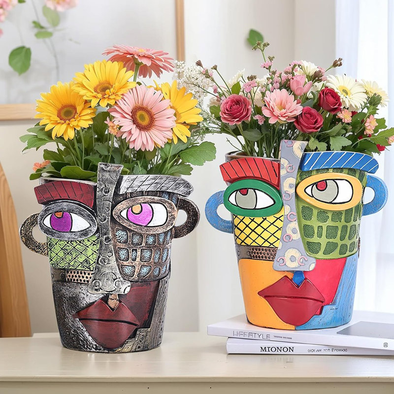 Jardinière colorée à tête Funky