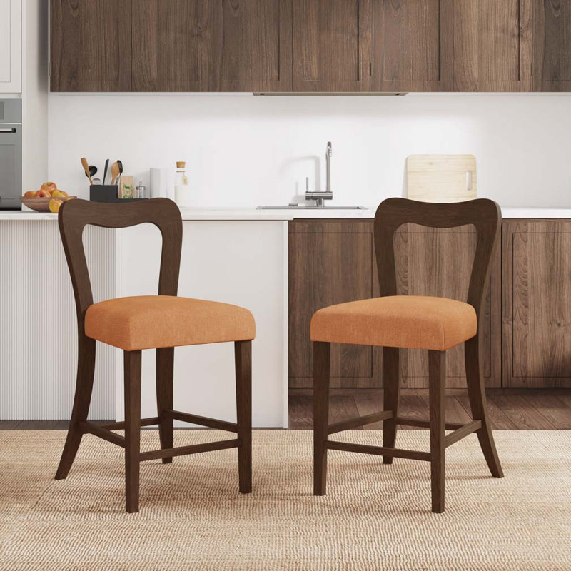 Tabouret de comptoir en bois massif, tabourets de bar, Noyer, Caramel
