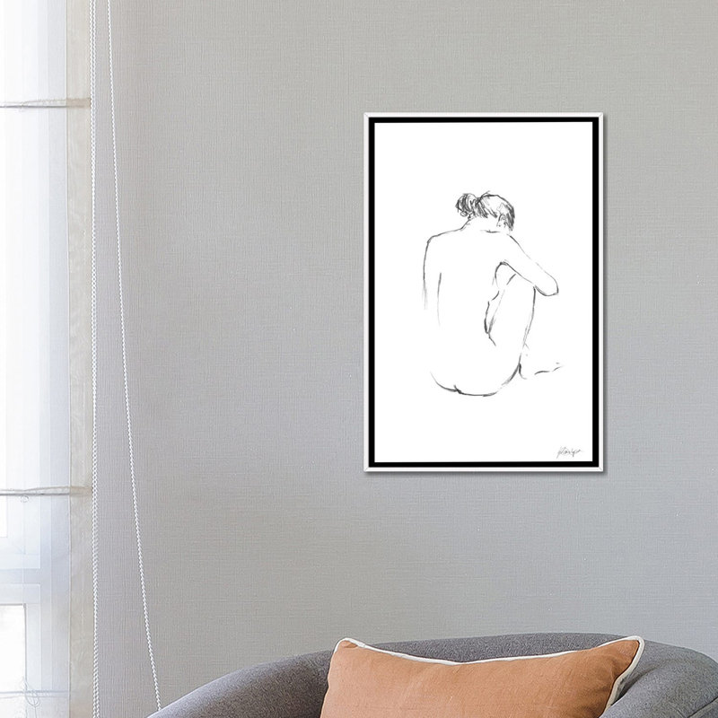 Figure contour III par Ethan Harper-impression de dessin, H 26 po x l 18 po x 1,5 po, Toile blanche encadrée, Pas de tapis