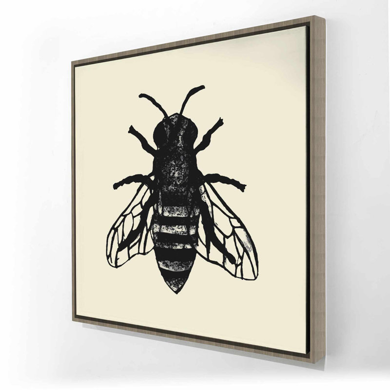 «Bee», art mural sur toile | Décoration encadrée industrielle noire