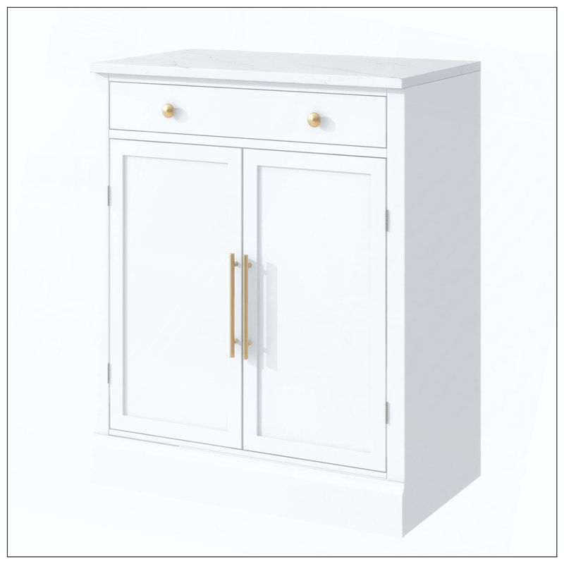 Garde-manger autoportant moderne, rangement pour buffet, armoire à café avec tiroir, 2 tablettes réglables et 2 tablettes de porte pour la cuisine et la salle à manger