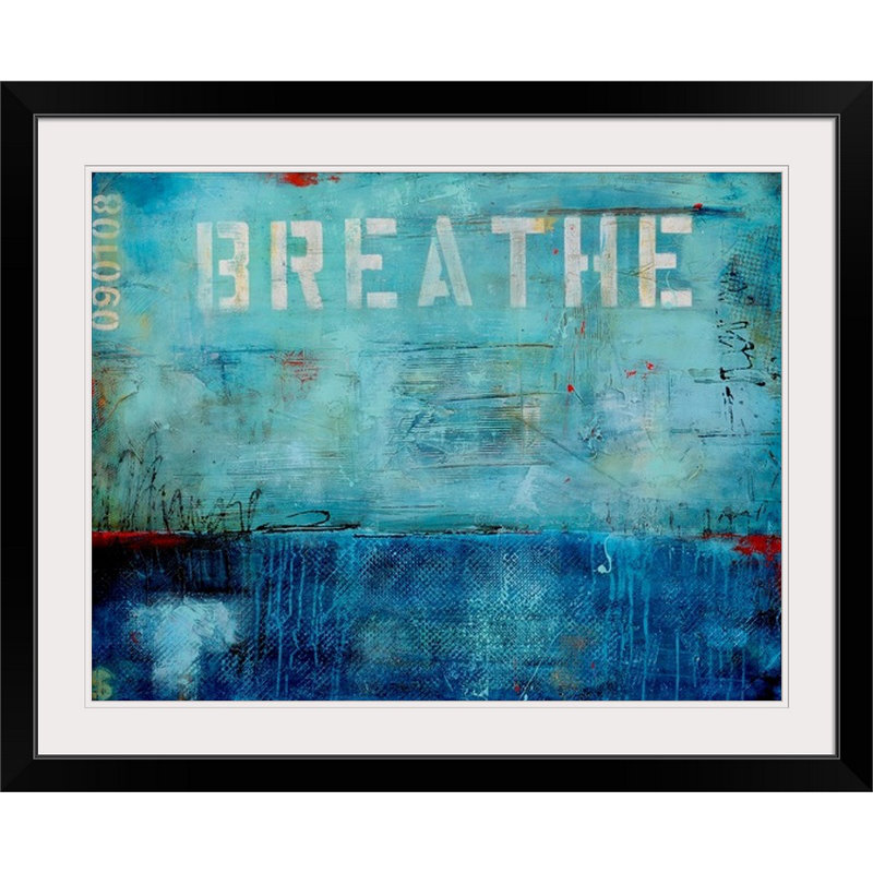 «Breathe» par Bellemy - impression d'art graphique, Cadre noir, H 26 po x l 32 po x P 1 po
