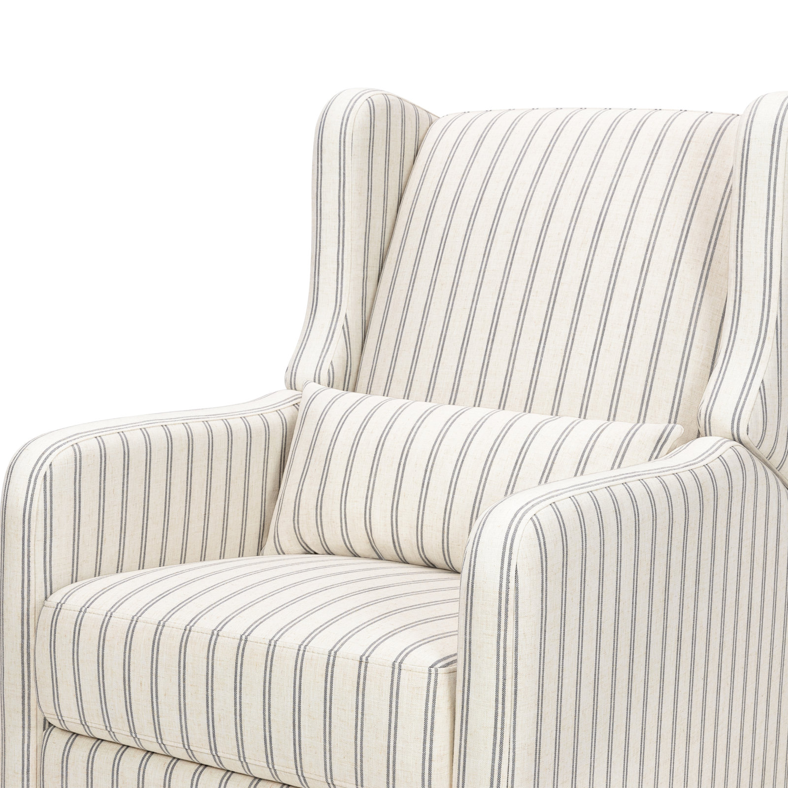 Arlo Linen Swivel Glider, Performance Charcoal Double Stripe Linen