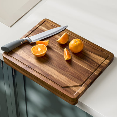 Teak Wood Cutting Board with Lip for Kitchen