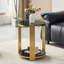 Table de bout ronde moderne avec rangement double couche et assemblage facile