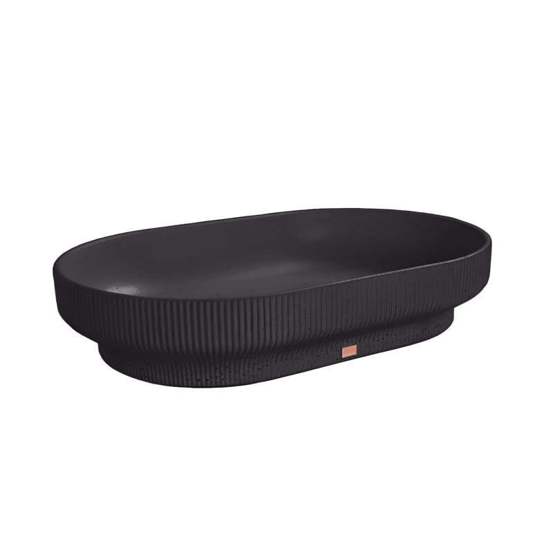 Konkretus Lotus 14.5'' Concrete Oval Bathroom Sink, Coal Black