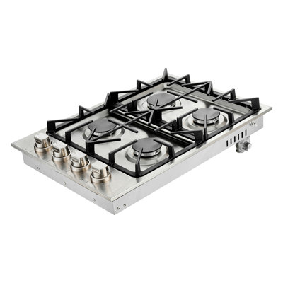Gas Cooktop, 30 inch 4 Burners Gas Stove Top, Max 48000BTU Built-in Stainless Steel Stove Top LPG/NG Convertible Dual Fuel Cooktop Stoves with Sealed Burner for Sear, Stew, Boil, Stir-Fry