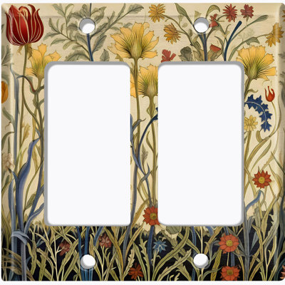 Couvercle de plaque d'interrupteur en métal; Chaise berçante GFI 2 bandes US Standard - fleurs rétro
