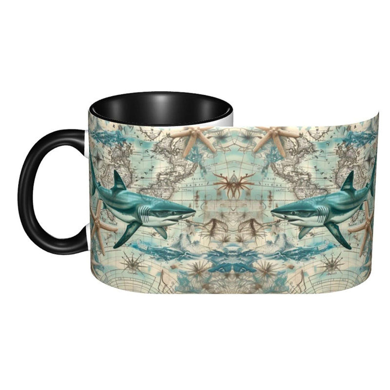 Shark Coffee Mug 11OZ Funny Ceramic Tea Cup Kitchen Decor Novelty Mugs for Home Office Travel
