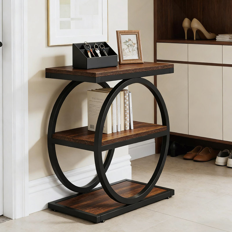 Table d'appoint à 3 niveaux avec design industriel, rangement spacieux et utilisation polyvalente pour les espaces de vie modernes