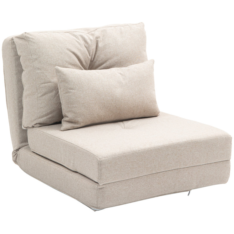 Convertible Flip Chair For Living Room, Beige Linen