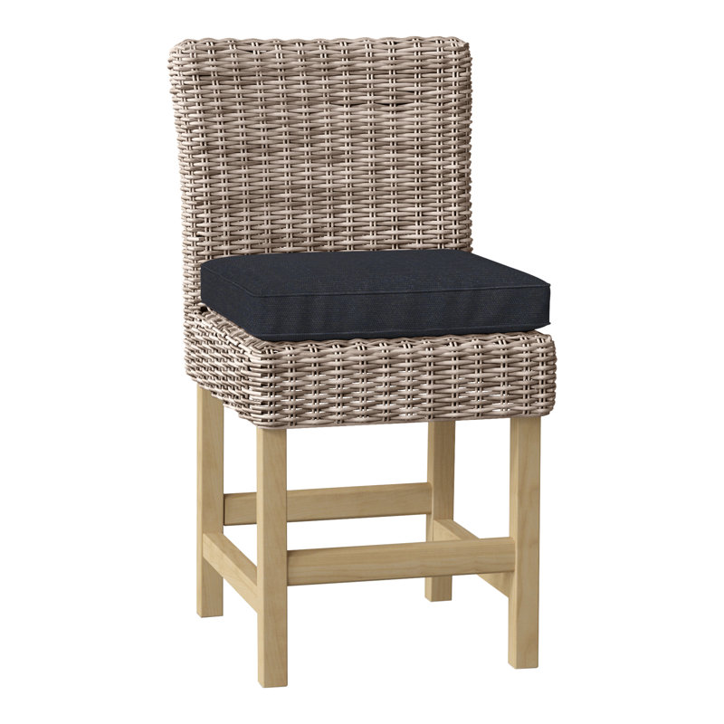 Sag Harbor 24" Patio Counter Stool with Cushion (Set of 2), Perigold Play Navy, Sag Harbor Oyster