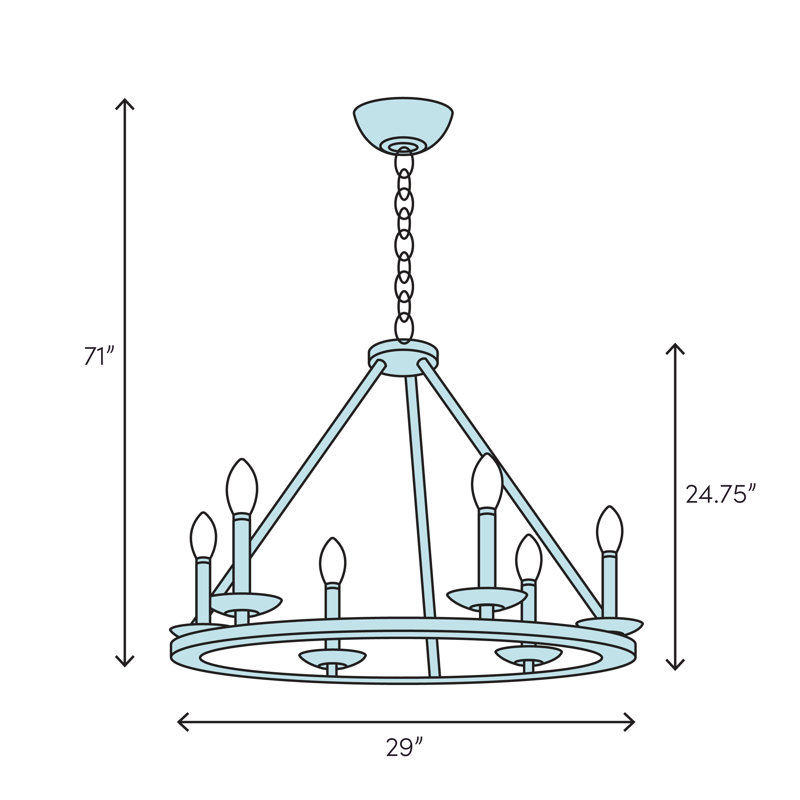 Byers 5 - Light Dimmable Wagon Wheel Chandelier, Brushed Nickel, No