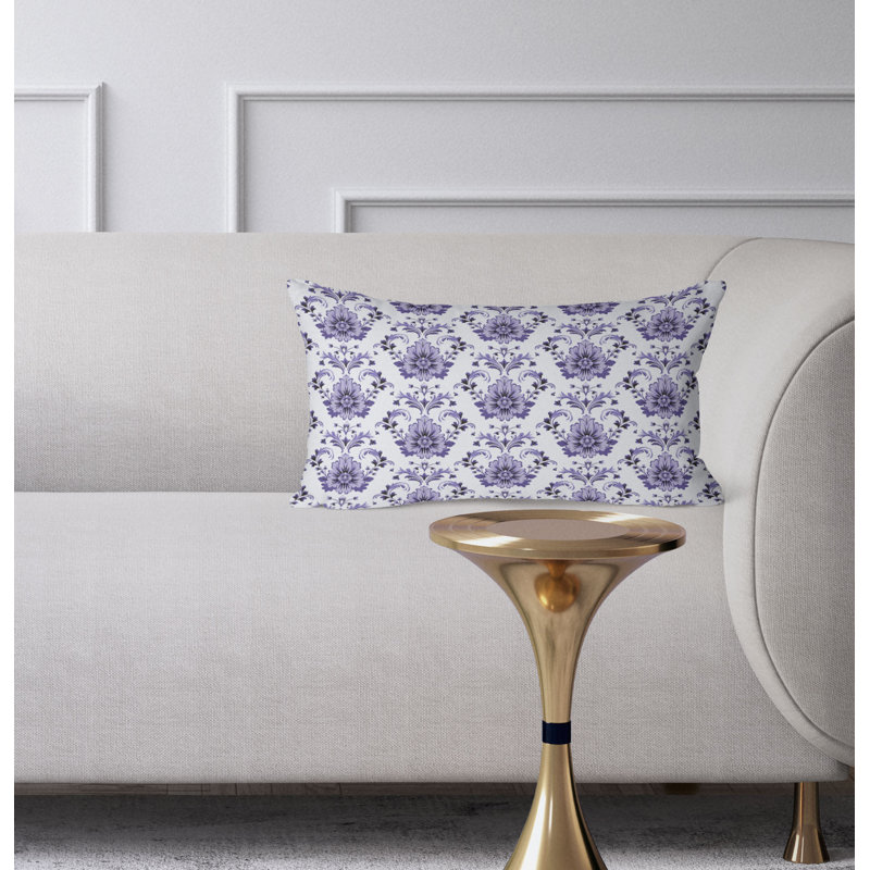 Ornate Opulence  Rectangular Throw Pillow, White/Purple