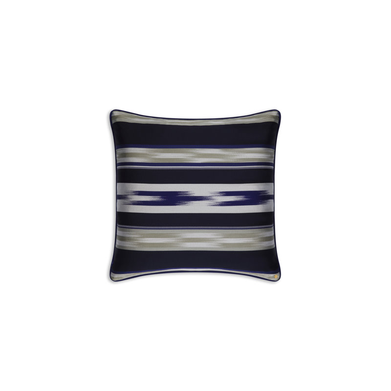 Kutnu Large Ikat Pattern Pillow, Deep Navy