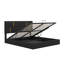 Grand lit plateforme tapissier en tissu avec système de rangement à levage hydraulique-589094431