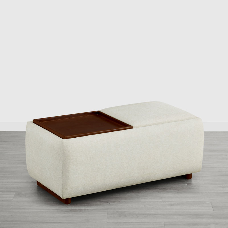 Arika 37'' Wide Rectangle Upholstered Storage Ottoman, Beige