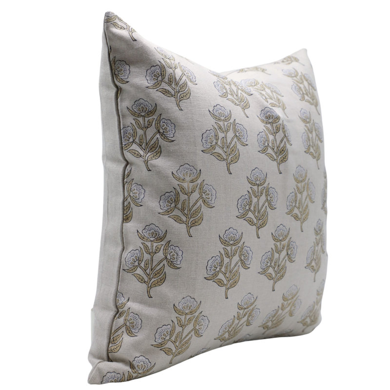 Linen Pillow Cover, 14"H x 14"W, Square, Pink Floral 1
