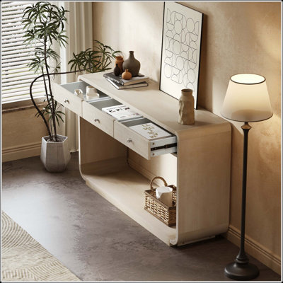 Antique-Style Console Table with 3 Drawers