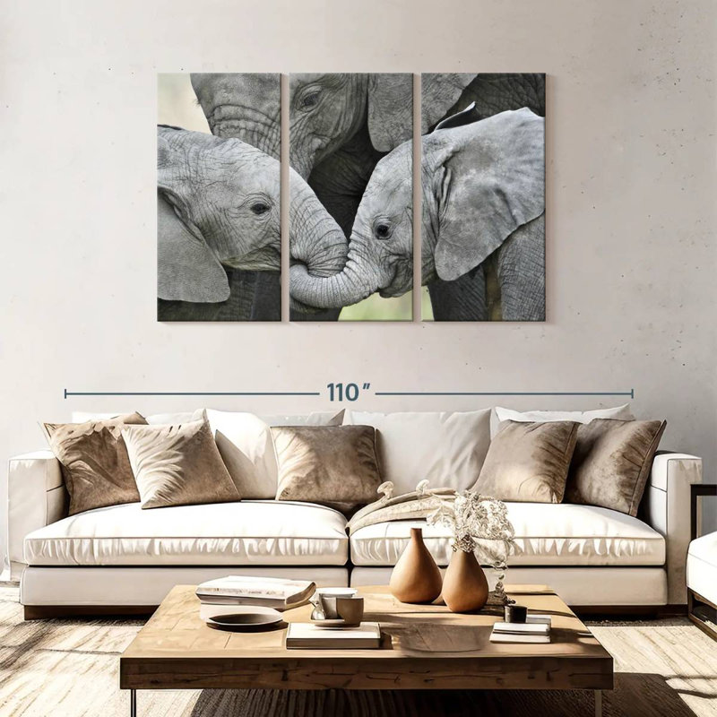 Éléphants d'Afrique Brampt - Brampt - Tanzanie, H 48 po x l 74 po