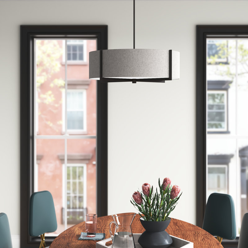 Luminaire suspendu incandescent 4 lumières Braidon, Gris, Noir mat