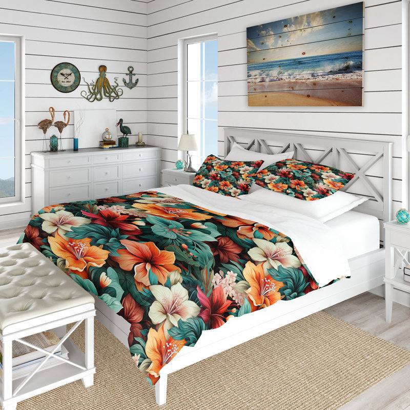Ensemble de housse de couette Tropical Essence, Housse de couette pour grand lit et 2 taies décor