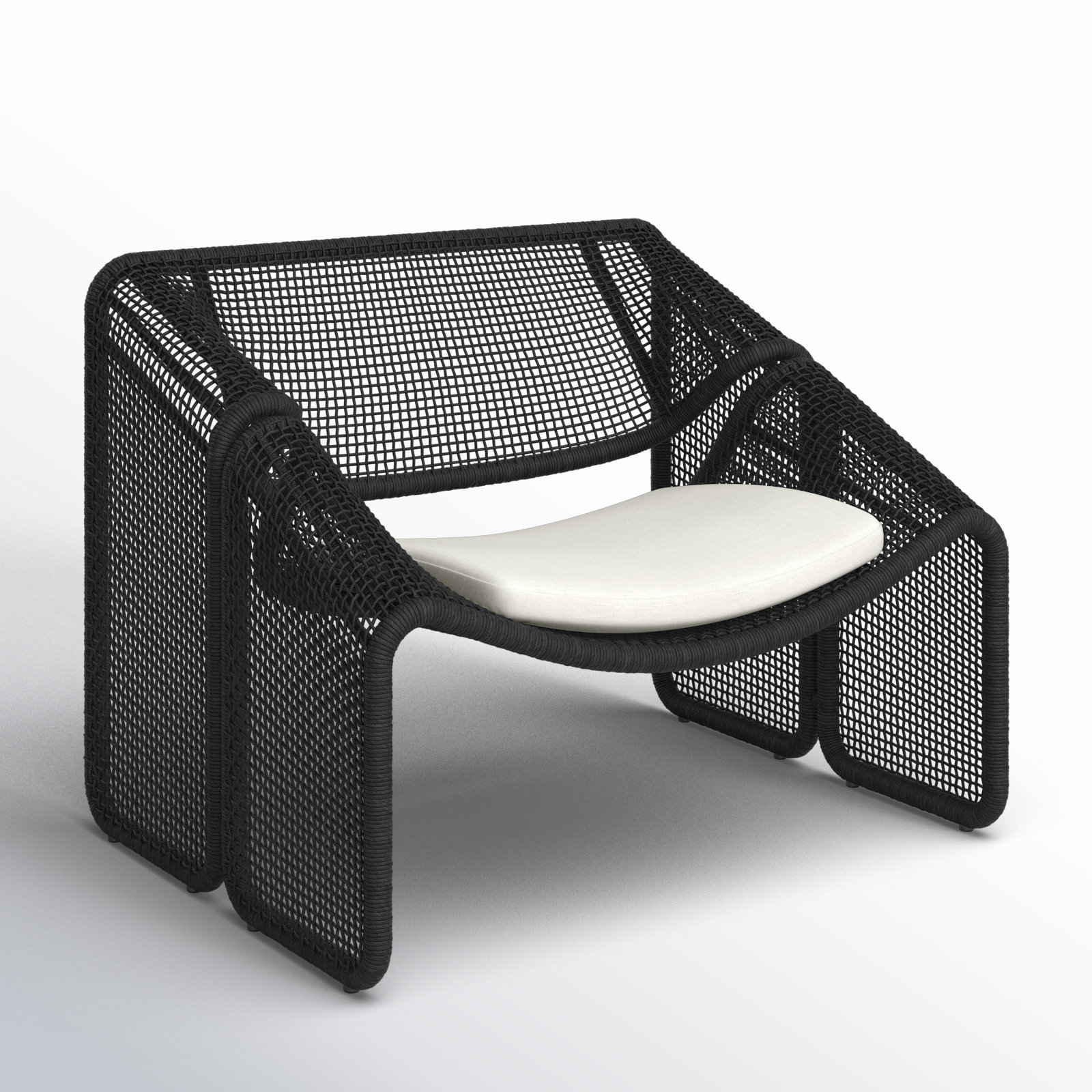 Aliza Wicker Outdoor Lounge Chair, Ivory/Faux Black Hyacinth