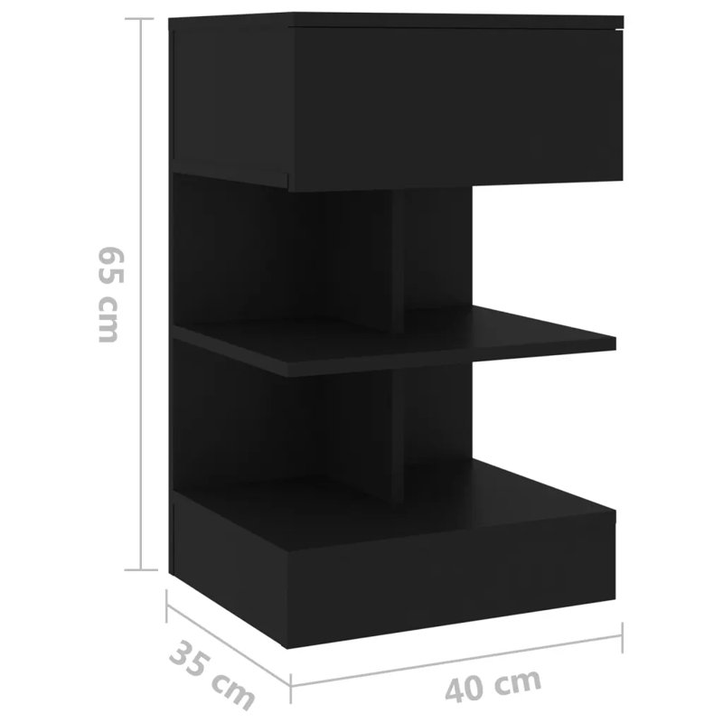 Averley 40cm W Solid Wood Bedside Table, Black