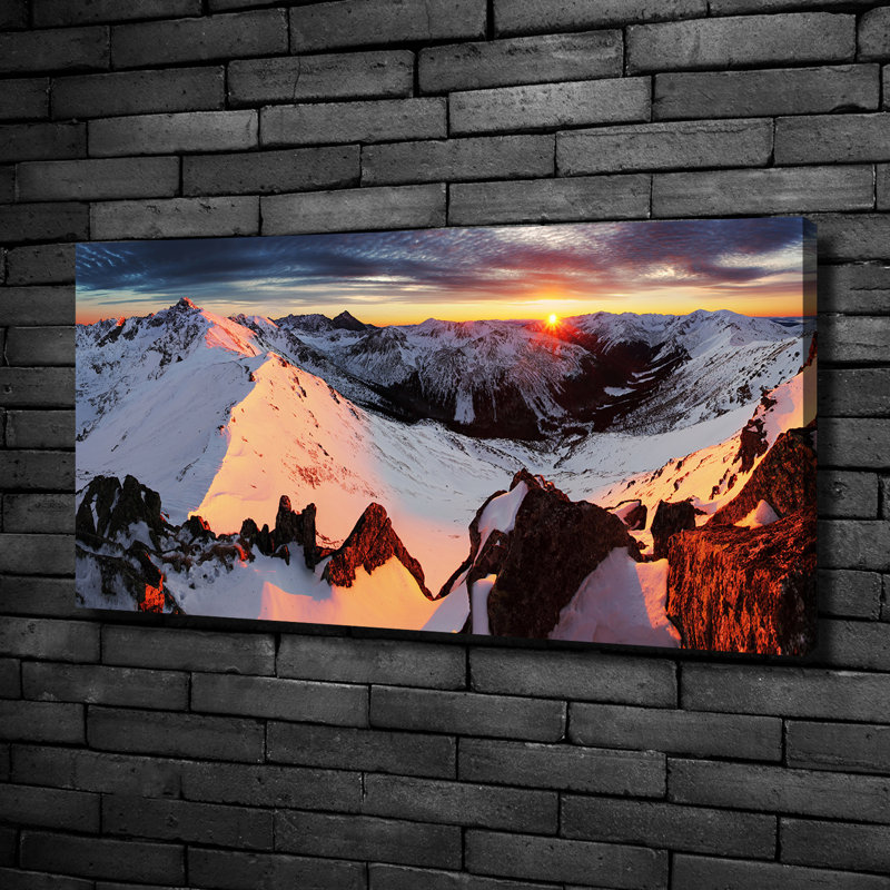 Mountains In The Winter - No Frame Print on Glass, Canvas, 50cm H x 100cm W x 2cm D
