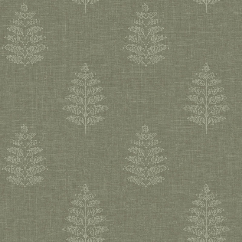 Papier peint à feuilles vert foncé Frond, Vert