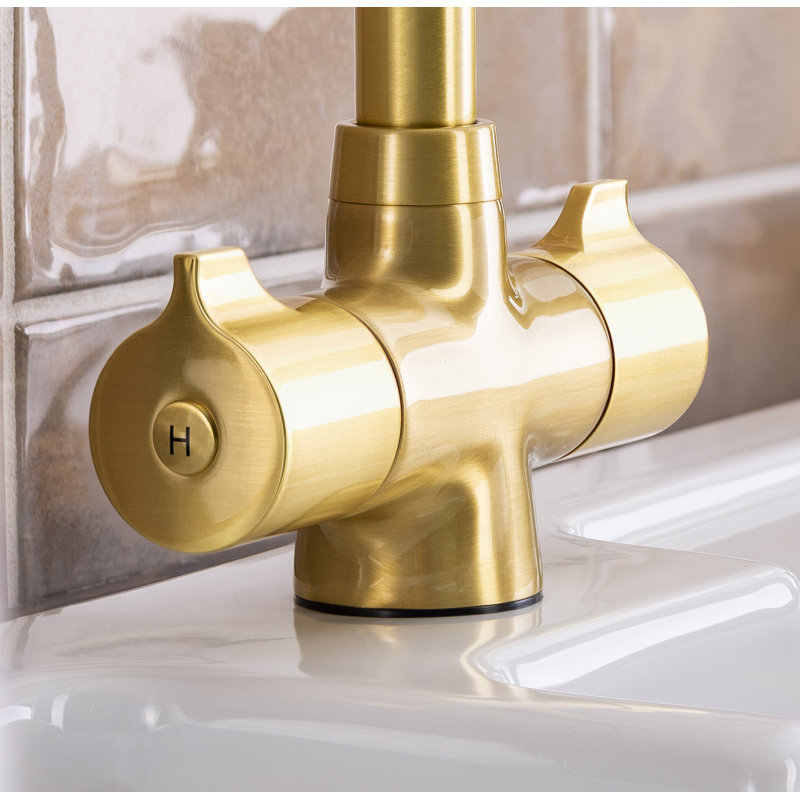 Abode Designs Crescendo Kitchen Faucet, Brushed Brass