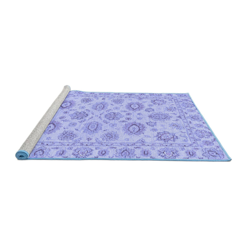 Tapis bleu / gris à motif oriental fabriqué à la machine 5 pi x 7 pi Ivelise