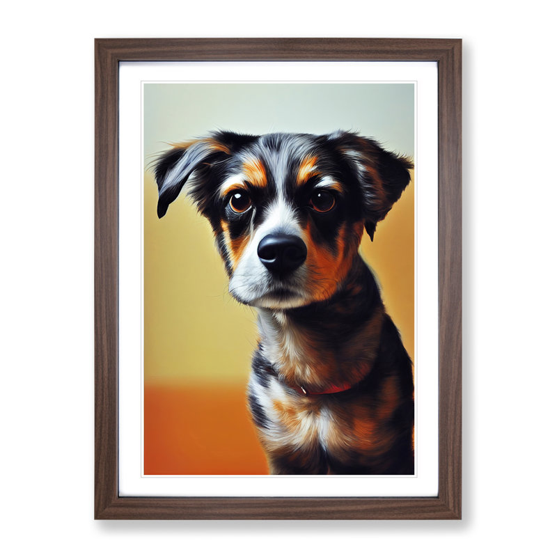 Puppy Dog - Single Picture Frame Print, Walnut Framed, 46cm H x 34cm W x 2cm D