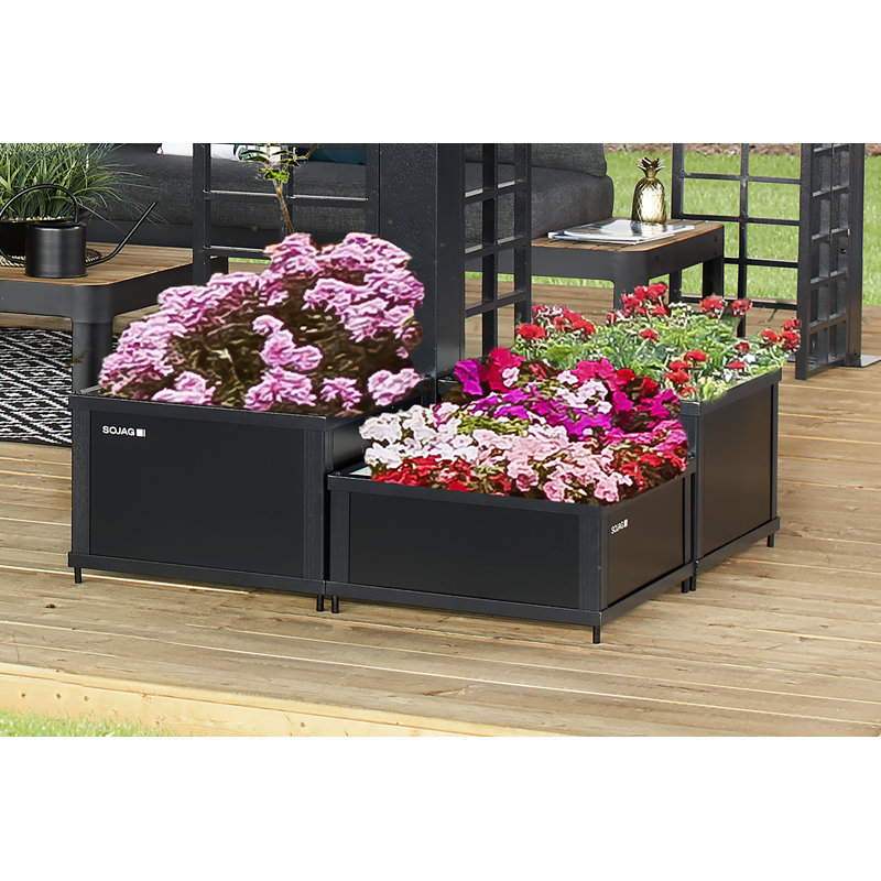 Ensemble de 3 boîtes à fleurs d'extérieur Sojag Premium, structure en aluminium antirouille, résistant aux intempéries, aux égratignures et à la corrosion