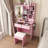 Small Makeup Vanity Desk With Mirror & Adjustable Led Lights,Built-In Power Outlet & Hidden Storage, Includes Padded Stool & Shelf,Space-Saving Dressing Table For Small Bedrooms-1856475660
