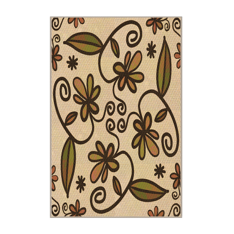 Tapis 100% à motifs lavables à la machine 2989 Pat67-Org, Rectangle 5 pi x 7 pi
