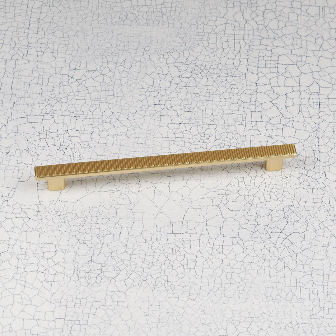 Satin Brass Ribbed Handle Collection & Coordinating Knobs