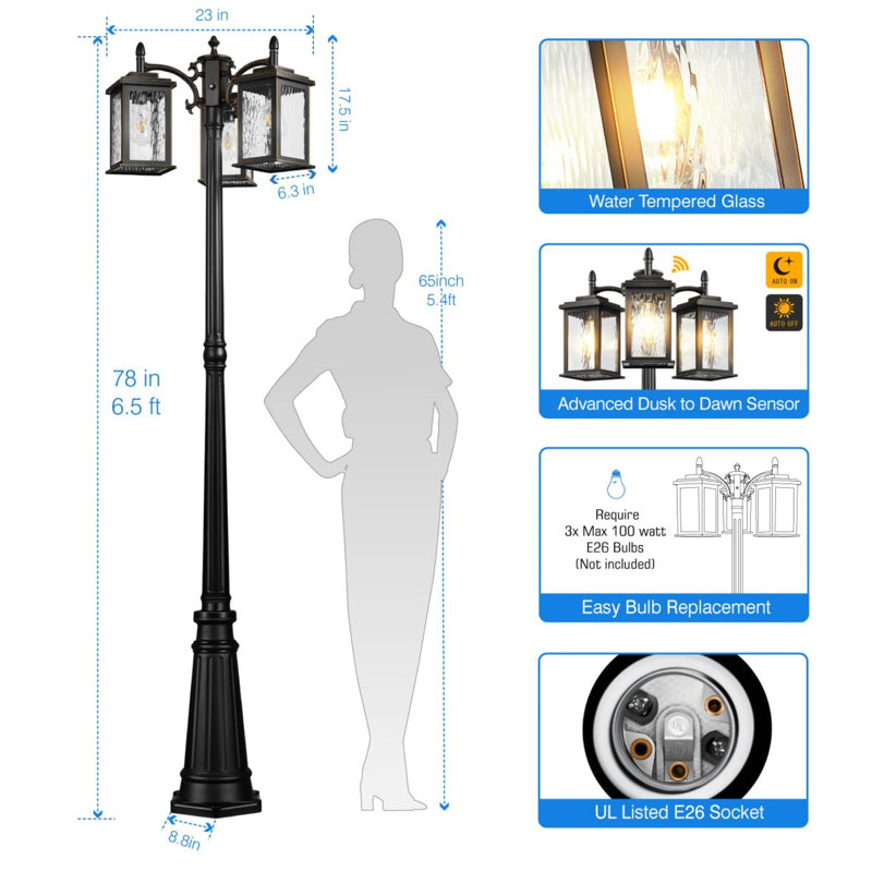 Lampadaire 78,7 "Dusk to Dawn