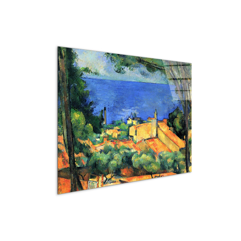 l'Estaque with Red Roofs by Cezanne Paul 57cm H X 76cm W CrystalArt Material Acrylic Glass Effect, Frameless Panel Lightweight Ready to Hang
