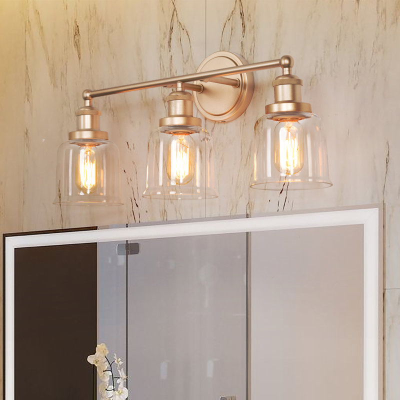 Éclairage pour salle de bain 3 lumières à intensité variable en or rose Denroy